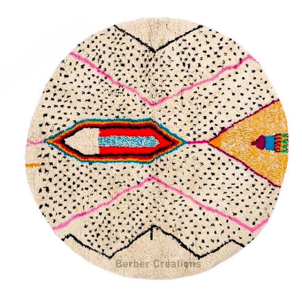 moroccan round rug colorful azilal style