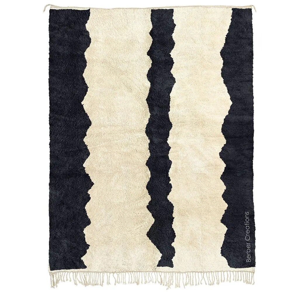 handwoven berber beni rug black and white Tagnit 1